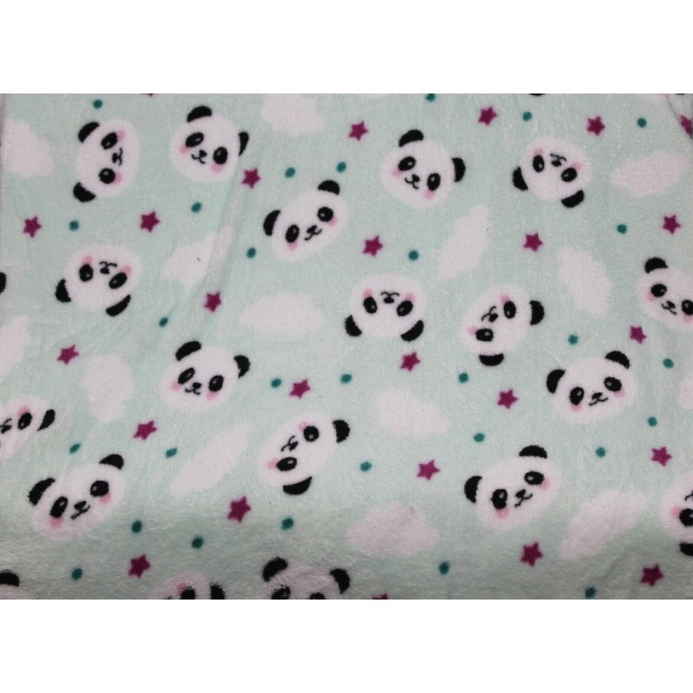 Mint Green Panda Minky Flece Fabric Star Polka Dots Blanket Clothing Mittens Hat